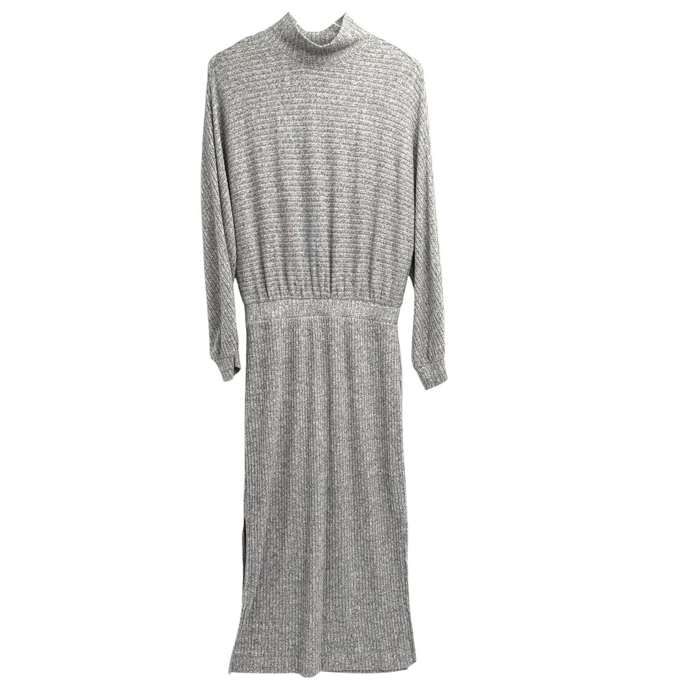 Saturday Sunday Anthropologie Mariah Midi Dress Size S Gray Ribbed Mock Neck - Picture 2 of 11